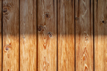 Naklejka premium Vertical wooden boards with horizontal half sunlight pattern, abstract wallpaper texture