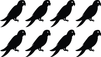 
parrot silhouettes, Parrot birds silhouette vector set
