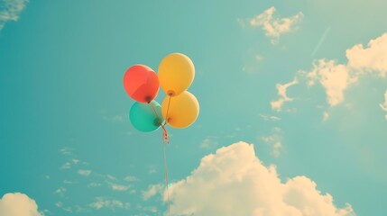 balloon with colorful on blue sky background