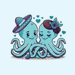 Cute octopus love stock illustrations
