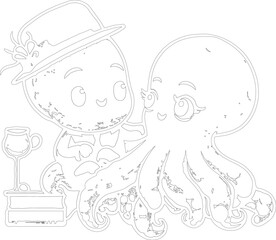 Cute octopus love stock illustrations