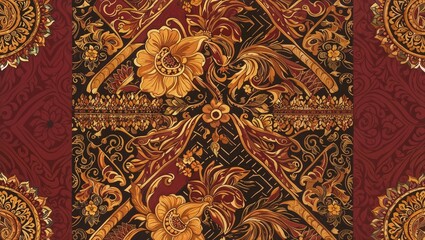 composition exudes a sense of elegance and sophistication, typical of indonesian traditional batik ornamental art