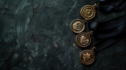 bronze, silver, gold medal winner championship achievement successful olympic background