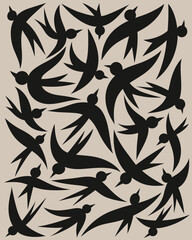 Inspired matisse with neutral bird shapes