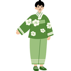 japanese child in kimono green