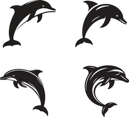 Dolphin silhouette vector art illustration 