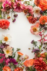 Obraz premium floral blossom frame white background