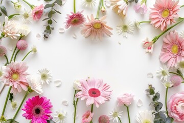 floral blossom frame white background