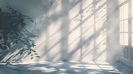 Translucent Tranquility, Soft window light and shadow overlay on transparent background, crafting a tranquil and elegant design