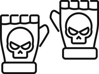 Pair of black metal beer glasses with skull print for pubs and bars