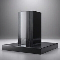 Minimalist black 3D podium with spotlight for product showcase