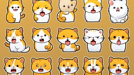 Cute Cartoon Cats with Various Expressions