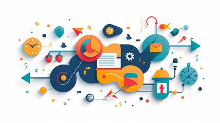 Obraz premium Knowledge pathway, curriculum milestones, flat design illustration