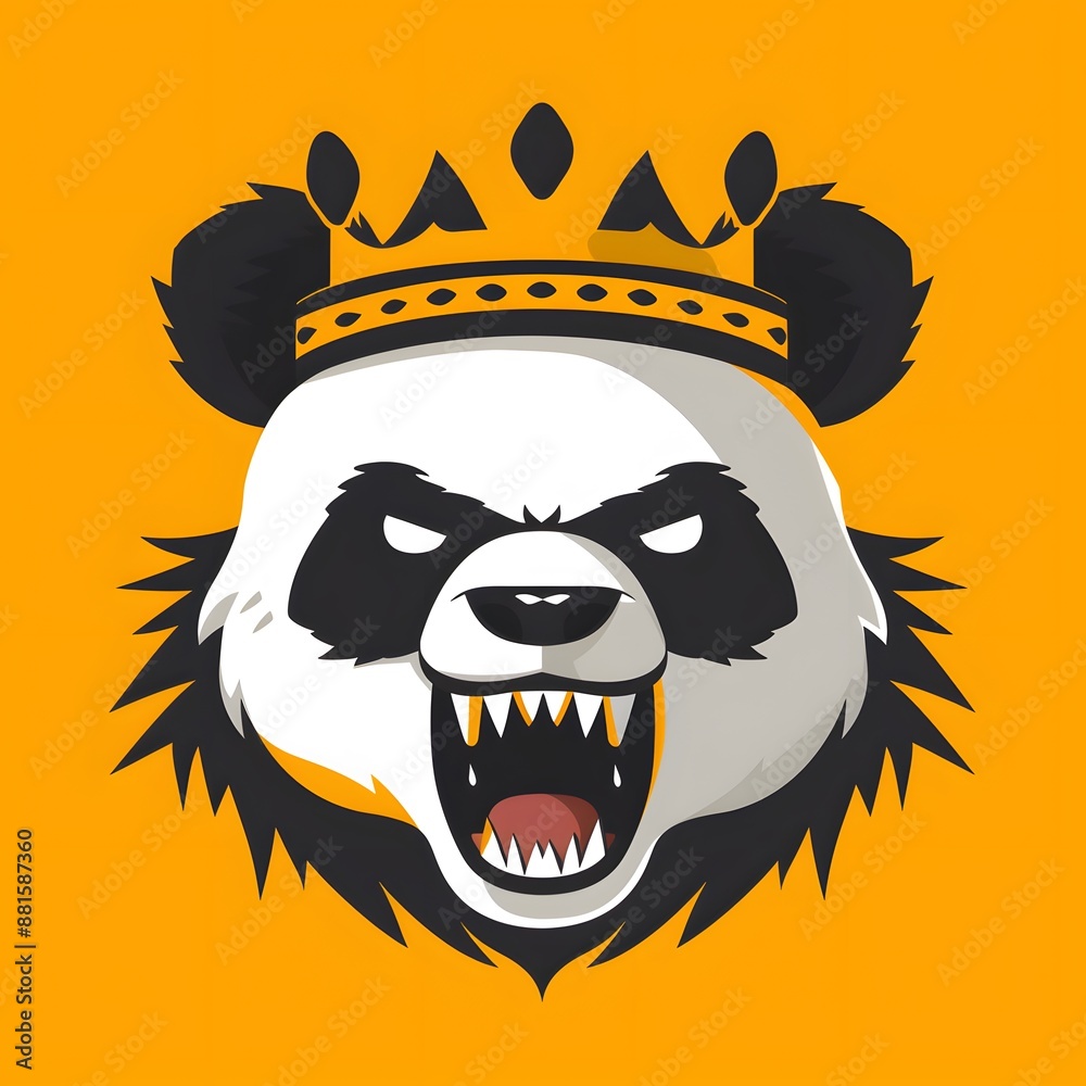 Sticker panda with crown vector