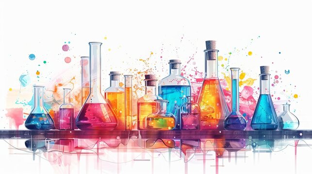 Student science fair projects, instructional element, digital illustration, vibrant colors, isolated on white background