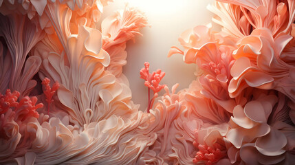 Abstract 3D Illustration of Pink Floral Shapes