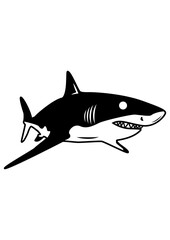 Shark | Salt Water Fish | Wild Animal | Isolated Oceanarium Fish | Fishing Outdoor | Marine Creature | Aquatic Animal | Sea Monster | Original Illustration | Vector and Clipart | Cutfile and Stencil
