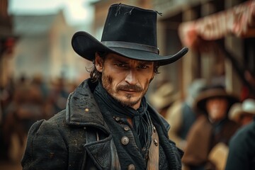 Obraz premium A handsome cowboy in the wild west.