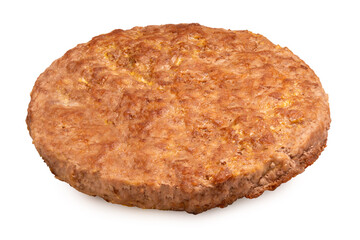 Grilled hamburger meat patties isolated on white background. Cooked beef burger isolate on white with clipping path.