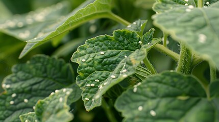 Diseases in plants white flies on the pickle plants leaves buildings