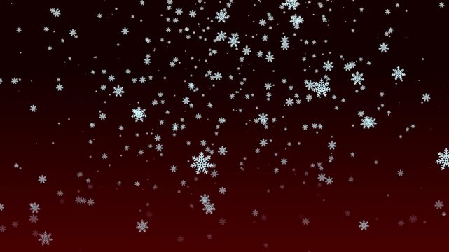 Falling snowflake ice glitter frosty crystal Winter animation background gradient visual pattern delicate shine magic Christmas holidays dark red maroon