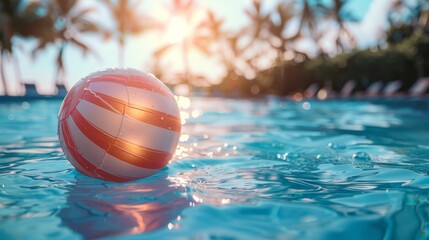 Beach ball in the swimming pool.