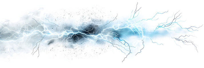 Electricity spark, flash light, and smog background.