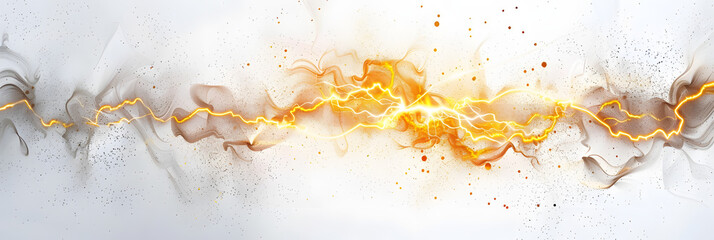 Electricity spark, flash light, and smog background.