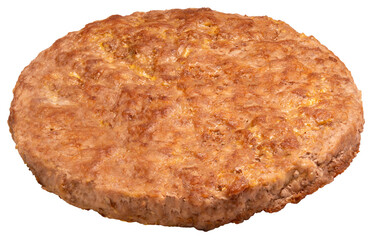 Grilled hamburger meat patties isolated on white background. Cooked beef burger isolate on white PNG File.