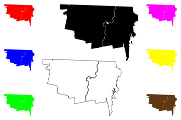 Fototapeta premium Franklin County, Commonwealth of Massachusetts (U.S. county, United States of America, USA, U.S., US) map vector illustration, scribble sketch Franklin map