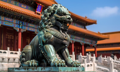Naklejka premium chinese lion statue