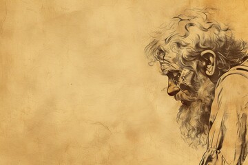 Fototapeta premium Portrait of biblical old man listening to God.