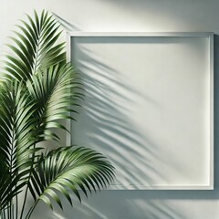 Fototapeta premium Minimalist Scene with Palm Leaves on White board