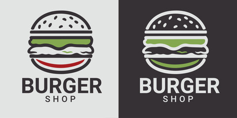Burger Logo, Fast food logo, Logo illustration, emblem, label, Burger vintage logo design