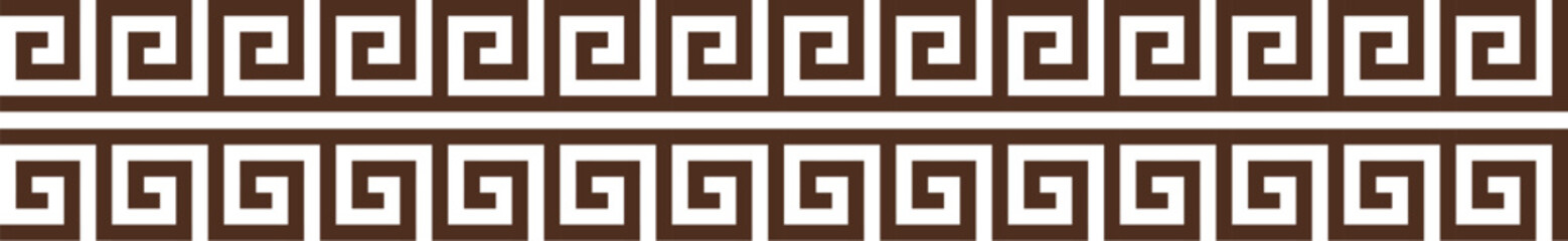 Greek key seamless border pattern collection. Decorative ancient meander, Greece ornament with repeated geometric motifs. Vector EPS10.