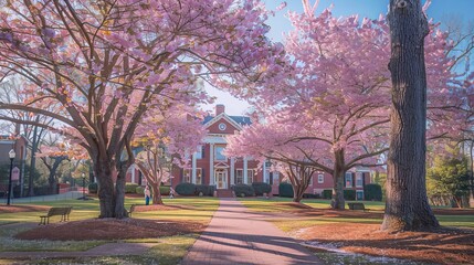 Cherry blossoms in full bloom in Macon, Georgia.