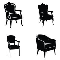 chair silhouette vector, stylish and versatile furniture designs