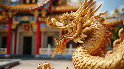 Nonthaburi, Thailand - July 21, 2018: The Dragon Temple, a notable landmark in Sasot Na, known for its striking white architecture and religious significance.