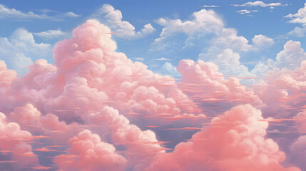 Pink Clouds in a Blue Sky - Illustration