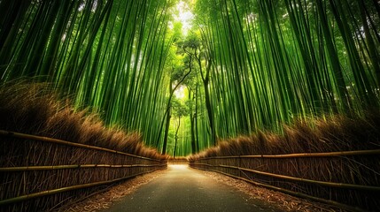 Finding relaxation amidst the serene ambiance of a bamboo forest, immersing oneself in the tranquility and natural beauty that surrounds.