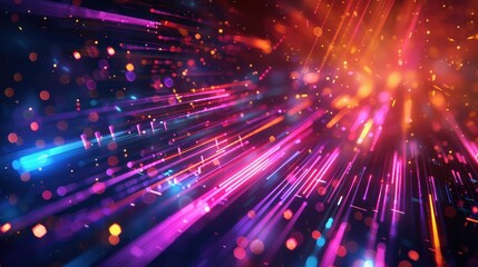 Fototapeta premium Illuminated Pathways - Vibrant Abstract Futuristic Digital Background