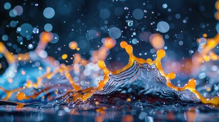 Abstract splashes of multicolored paint in the form of water.