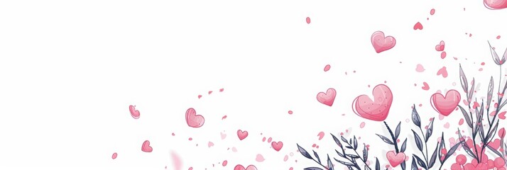 National Girlfriend Day.  white background with pink hearts and doodles for valentine's day