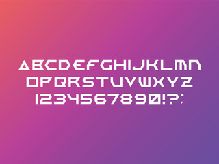 Vector latin uppercase alphabet letters and numbers. Abstract futuristic space font