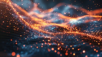 Obraz premium Abstract Glowing Landscape with Shimmering Particles