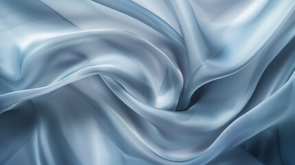 Obraz premium Beautiful Silk Flowing Swirl of Pastel Gentle Calming Grey Blue Light Cloth Background Mockup Template for Product Presentation Copy Text Space Elegant Soft Fabric Texture Smooth Premium Quality