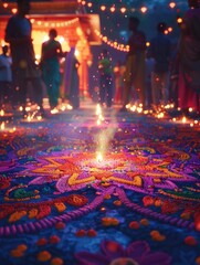 Obraz premium Group of people are gathered around fire