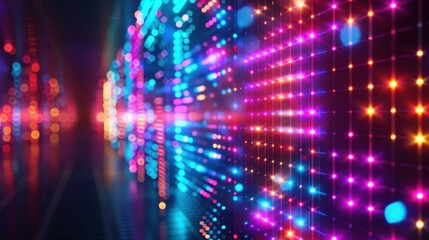 Obraz premium Glowing Neon Grid - Abstract Futuristic Digital Background with Vibrant Neon Lights
