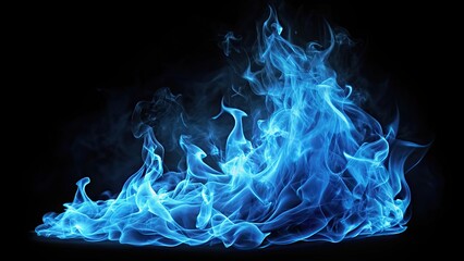 Fiery blue flame on black background, fire, burning, blazing, hot, intense, heat, flame, inferno, light, bright, fiery, blue, sparks