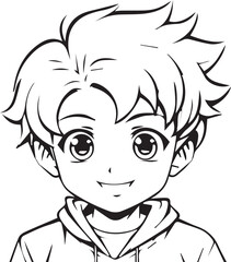 A vector anime character boy smiley face art design
